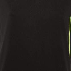 Pre Owned Kenzo Black Cotton Knit Contrast Logo Detail Midi Dress M