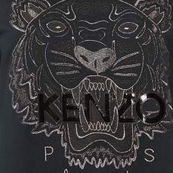 Pre Owned Kenzo Black Tiger Embroidered Cotton Knit Dress L