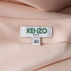 Kenzo Beige Shoulder Button Detail V-Neck Top M