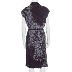 Kenzo Brown Paisley Print Top and Wrap Skirt Set S
