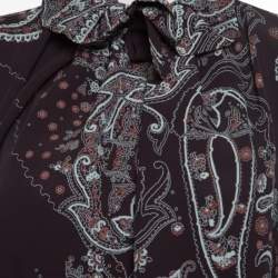 Kenzo Brown Paisley Print Top and Wrap Skirt Set S
