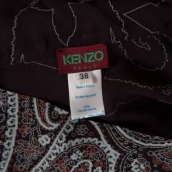 Kenzo Brown Paisley Print Top and Wrap Skirt Set S
