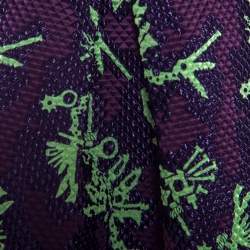 Pre Owned Kenzo Multicolor Jacquard Quilted Pleated Tool Monster Skirt M