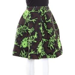 Pre Owned Kenzo Multicolor Jacquard Quilted Pleated Tool Monster Skirt M