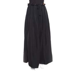 Pre Owned Kenzo Black and Gold Paper Bag Waist Wide Leg Reversible Pants M