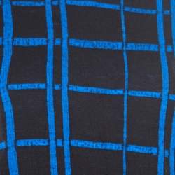 Pre Owned Kenzo Black and Blue Checkered Flared Hem Sweatshirt L