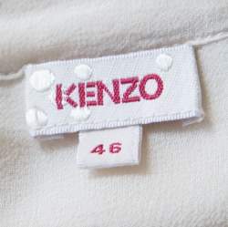 Pre Owned Kenzo Beige Pleated Waist Tie Detail Long Sleeve Blouse XL