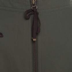 Pre Owned Kenzo Military Green Zip Front Midi Skirt M