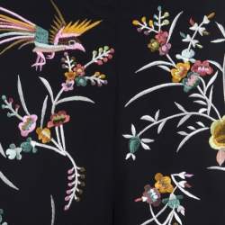 Pre Owned Kenzo Black Floral Embellished Cotton High Waist Straight Fit Trousers L