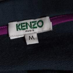 Pre Owned Kenzo Forest Green Ribbed Cotton Fleece Circle Skirt M