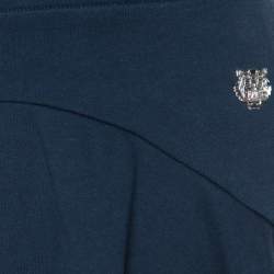 Pre Owned Kenzo Forest Green Ribbed Cotton Fleece Circle Skirt M