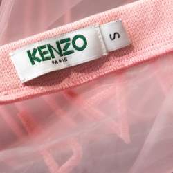 Pre Owned Kenzo Pink Paris Embroidered Sheer Pullover S