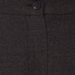 Pre Owned Kenzo Dark Brown Stretch Wool Pleated Culottes M
