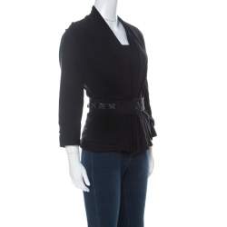 Kenzo Black Crepe Embellished Belt Detail Blazer S 