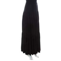 Pre Owned Kenzo Black Pleated Jersey A Line Maxi Skirt S