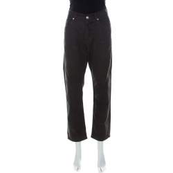 Kenzo Charcoal Grey Micro Checks Cotton Straight Leg Pants L