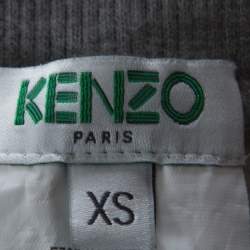 Pre Owned Kenzo Grey Printed Jersey Drawstring Detail Pencil Skirt XS