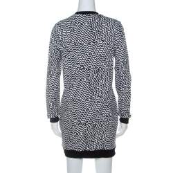 Pre Owned Kenzo Monochrome Molleton Chevron Sweatshirt Dress M