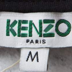 Pre Owned Kenzo Monochrome Molleton Chevron Sweatshirt Dress M