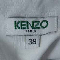 Pre Owned Kenzo White and Blue Dots And Logo Cotton Shirt M