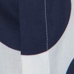 Pre Owned Kenzo White and Blue Dots And Logo Cotton Shirt M