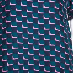 Pre Owned Kenzo Multicolor Printed Silk Short Sleeve Top S