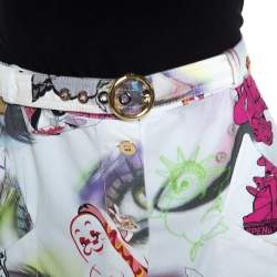 Kenzo White Printed Cotton Visage Button Down Skirt M
