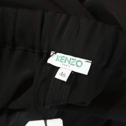 Pre Owned Kenzo Black Crepe Drawstring Pants XL