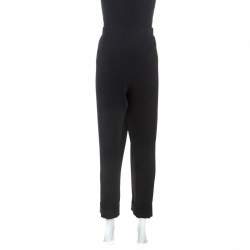 Pre Owned Kenzo Black Crepe Drawstring Pants XL