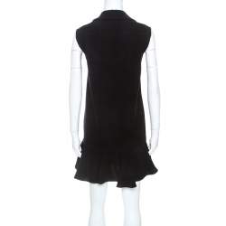 Pre Owned Kenzo Black Black Stretch Knit Ruffled Hem Short Dress S