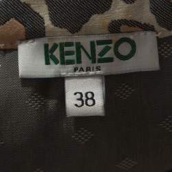 Pre Owned Kenzo Beige Animal Pattern Jacquard Sleeveless Dress S