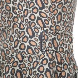 Pre Owned Kenzo Beige Animal Pattern Jacquard Sleeveless Dress S