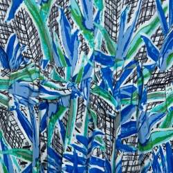 Pre Owned Kenzo Multicolor Printed Silk Short Sleeve Belted Shirt Dress M