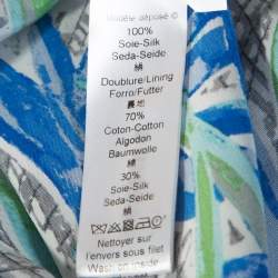 Pre Owned Kenzo Multicolor Printed Silk Short Sleeve Belted Shirt Dress M
