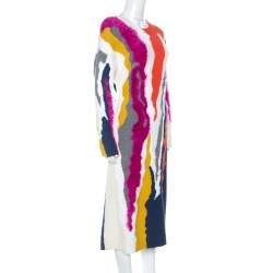 Pre Owned Kenzo Multicolor Mixed Texture Knit Dress L