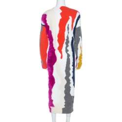 Pre Owned Kenzo Multicolor Mixed Texture Knit Dress L