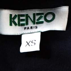Pre Owned Kenzo Navy Blue Floral Logo Print Short Sleeve T-Shirt XS
