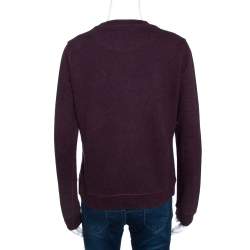 Pre Owned Kenzo Deep Purple Knit Embroidered Tiger Motif Sweatshirt M