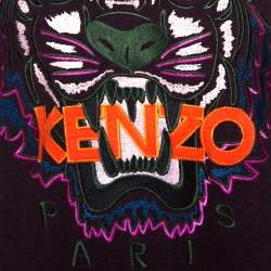 Pre Owned Kenzo Deep Purple Knit Embroidered Tiger Motif Sweatshirt M