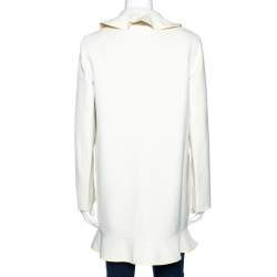 Kenzo Off White Wool Blend Ruffle Detail Jacket M