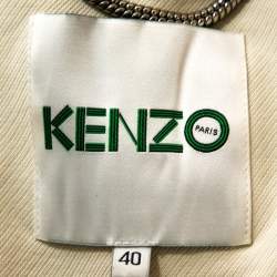 Kenzo Off White Wool Blend Ruffle Detail Jacket M