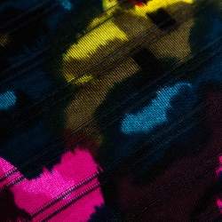 Kenzo Multicolor Printed Silk Asymmetric Draped Neck Top XL