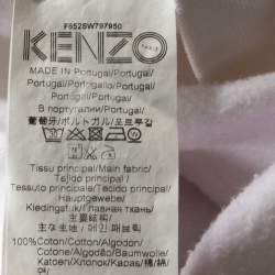 Pre Owned Kenzo White Logo Embroidered Cotton Long Sleeve Sweatshirt XS
