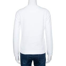Pre Owned Kenzo White Logo Embroidered Cotton Long Sleeve Sweatshirt XS