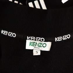 Pre Owned Kenzo Black Cotton Fleece Logo Print Sweatshirt Dress S