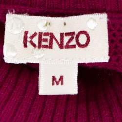Pre Owned Kenzo Fuchsia Knit Turtleneck Long Sleeve Top M