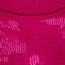 Pre Owned Kenzo Fuchsia Knit Turtleneck Long Sleeve Top M