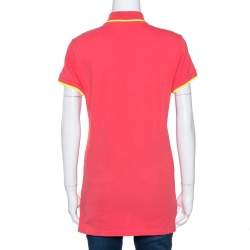 Pre Owned Kenzo Coral Pink Cotton Pique Tiger Embroidered Polo T-Shirt M