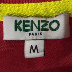 Pre Owned Kenzo Coral Pink Cotton Pique Tiger Embroidered Polo T-Shirt M