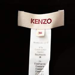 Pre Owned Kenzo Black Stretch Cotton Pleat Detail Flared Maxi Skirt S